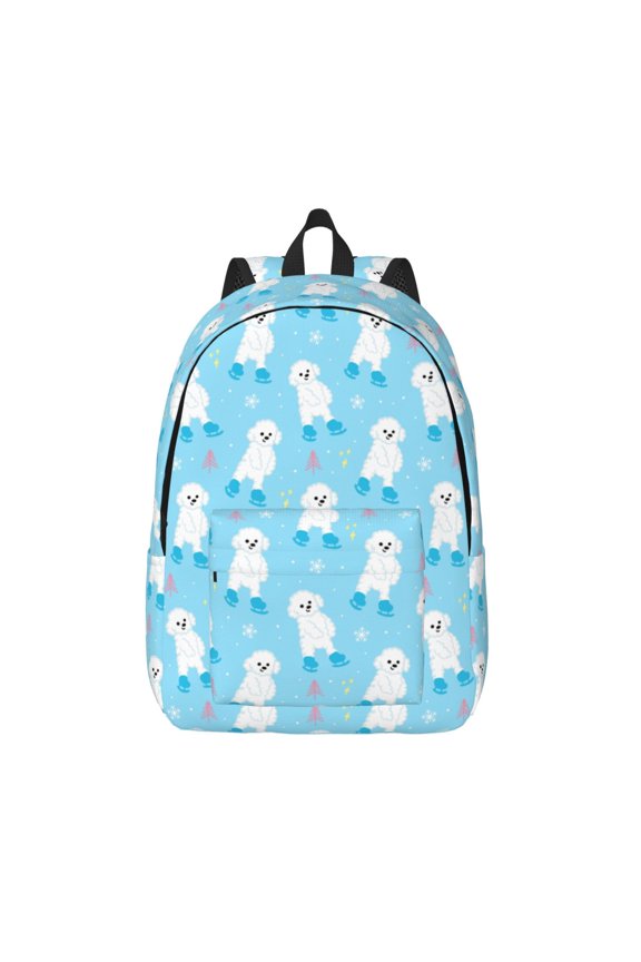 Skating Poodle Fun Print Canvas Backpack Travel Rucksack Unisex Knapsack 15.7/17.7Inch Laptop Backpack for Work,College -Medium