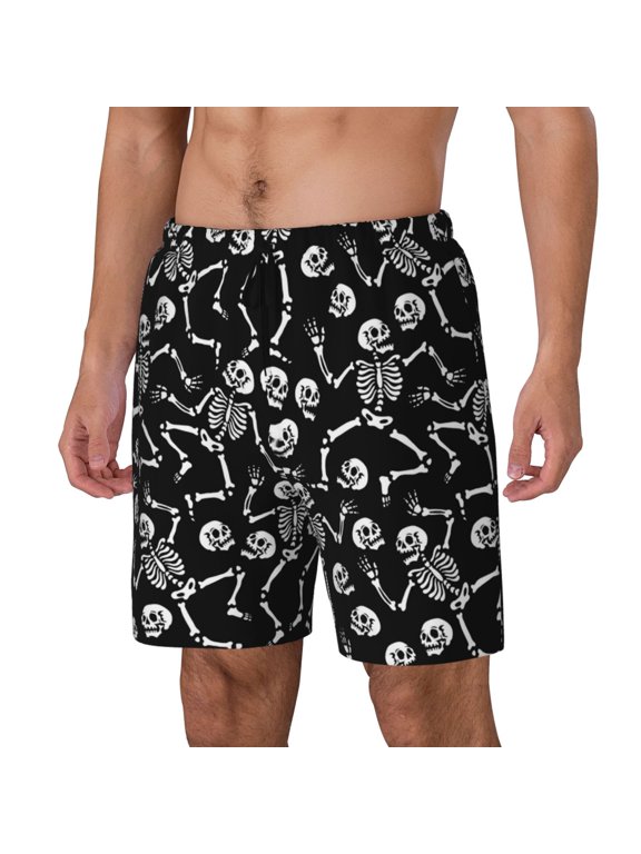 Skeletons Dancing for Mens Swim Trunks with Compression Liner Swim Shorts Swim Suits Board Shorts-Large
