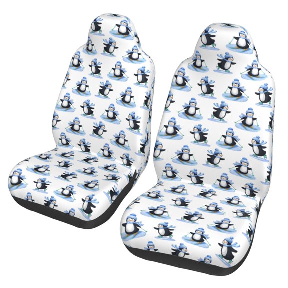 Vsdgher Skiing Penguin Funny Automotive Seat Covers for Cars Trucks and SUVs Car Seat Covers for Truck Seat Protectors Set of 2