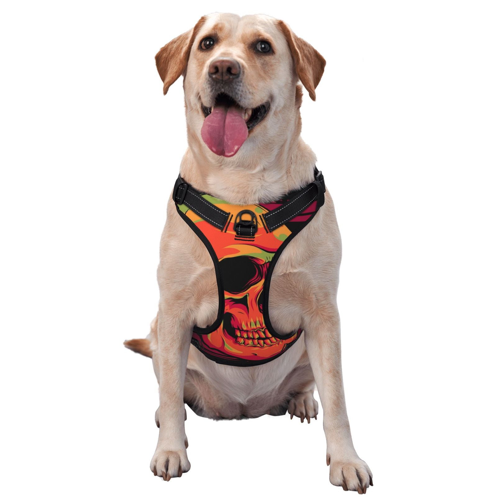 Vsdgher Skull And Flag Usa Dog Harness, No-Pull Pet Harness, Dog Vest, Pet Vest for Small to Large Dogs-Medium