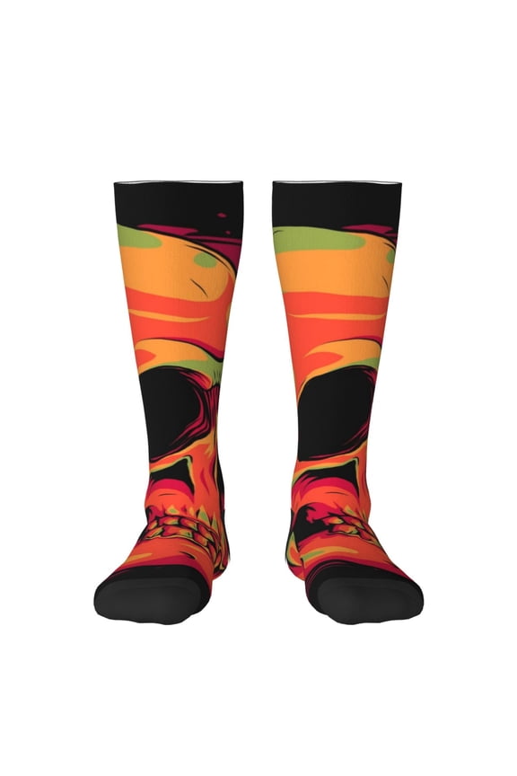 Skull And Flag Usa Knee Socks, High Socks Long Stretchy Sock Women Knee High Stocking, Long Socks for Women