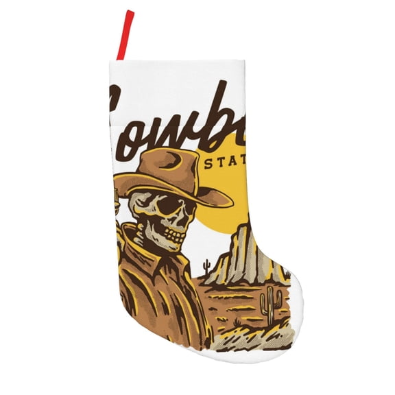 Vsdgher Skull Cowboy Christmas Stockings 18 inch Large Kids Stocking Bags Hanging Socks for Christmas Decor Decorations