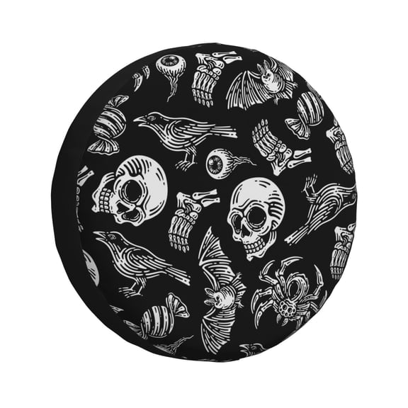 Vsdgher Skull bird bat spider for Spare Tire Cover, Tire Wheel Protector Wheel Cover Fit for Truck,Trailer,RV,SUV,Camper and Most Vehicle-14 inch