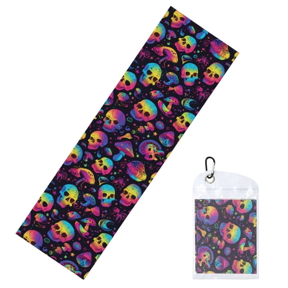 Vsdgher Skull mushroom rainbow color Cooling Towel (40"x12"), Soft Breathable Chilly Towel, Ice Towel, Microfiber Towel for Sport, Workout & More Activities