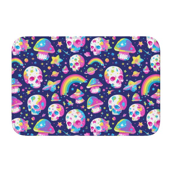 Vsdgher Skull mushroom rainbow space Hem Mat 40x60 - Multipurpose Doormat for Indoor & Outdoor Use - Welcome Your Guests with our Entrance Mat
