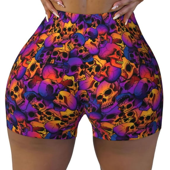 Vsdgher Skull print Workout Shorts for Women Seamless Soft Smooth Gym Yoga Scrunch Active Exercise Fitness Shorts