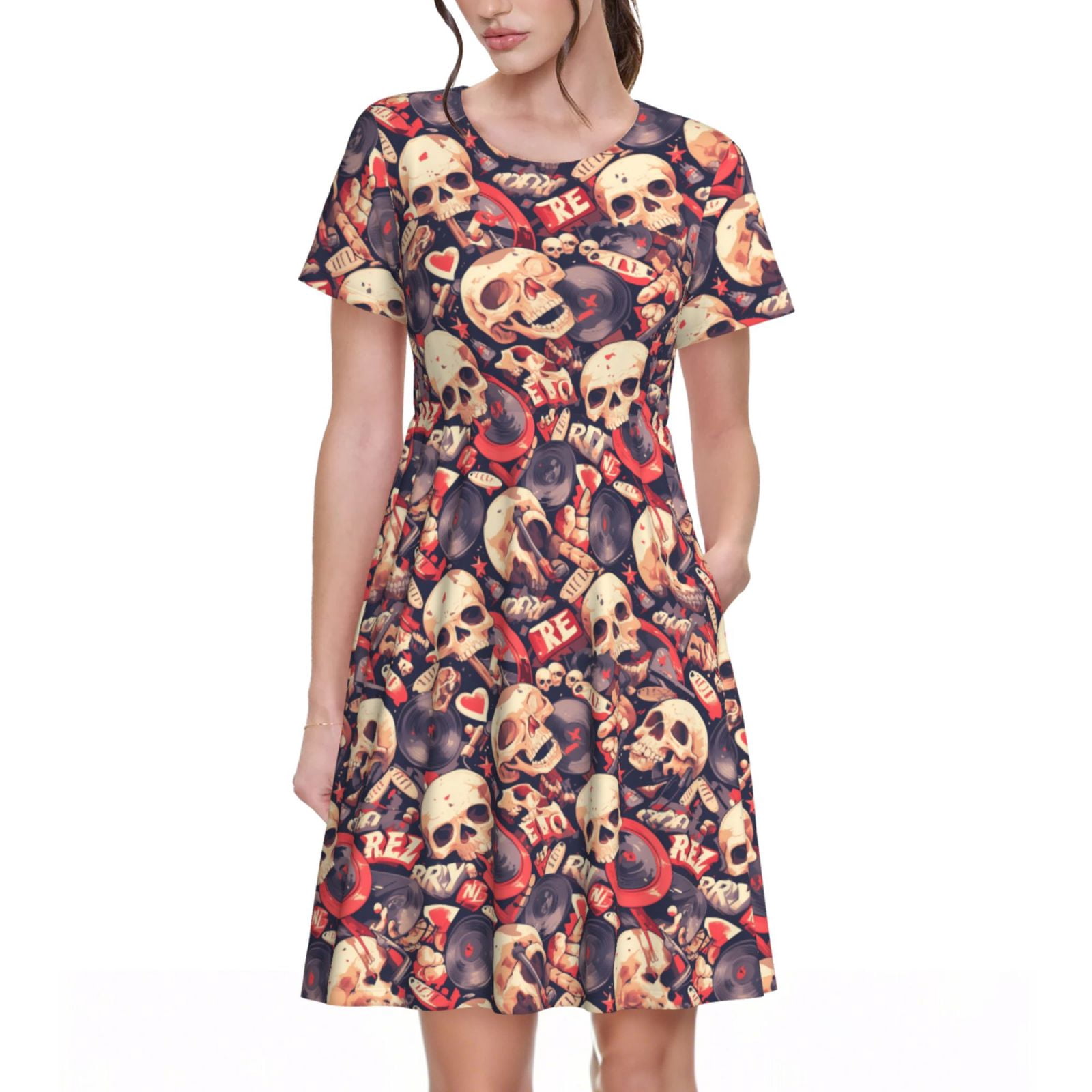 Summer Rock Style Long Sleeve Round Neck Dress main image 1