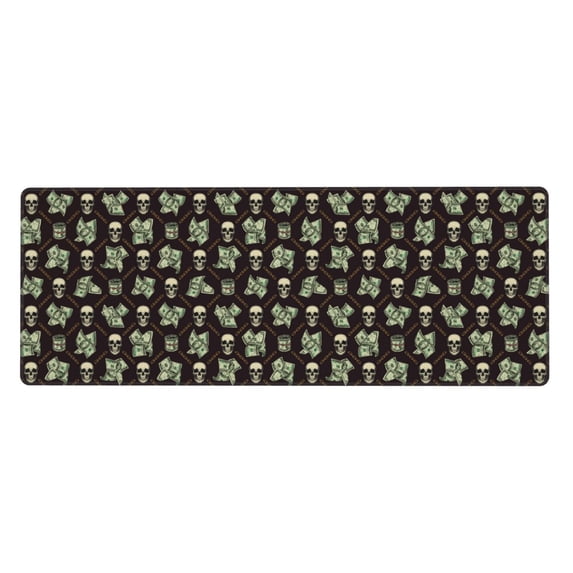 Vsdgher Skulls Gold Chains Dollar for Mouse Pad with Stitched Edges,Desk mat for Laptop,Computer & PC, Wristing Pad for Gamer,Office & Home,12 x 31.5 in