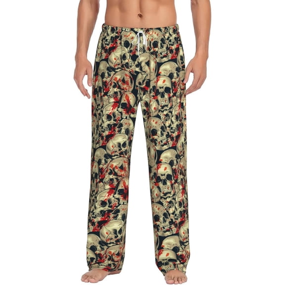 Vsdgher Skulls1 Print Mens Pajama Pants Sleep & Lounge Pants, PJ Bottoms With elastic waistb and Pockets