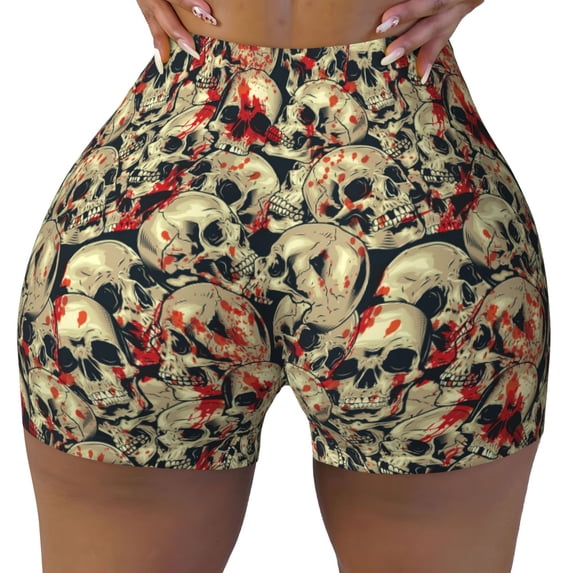 Vsdgher Skulls1 print Workout Shorts for Women Seamless Soft Smooth Gym Yoga Scrunch Active Exercise Fitness Shorts