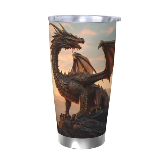 Vsdgher Sky Sunset Bronze Dragon 20 Oz Stainless Steel Vacuum Insulated, Travel Mug Coffee Cup for Home, Office, Outdoor Works Great for Ice Drinks and Hot Beverage -Without Straw