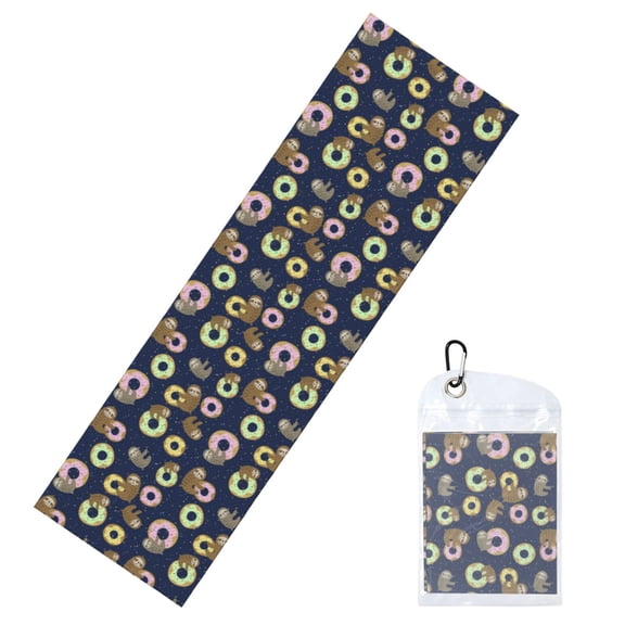 Vsdgher Sloth with Donuts Cooling Towel (40"x12"), Soft Breathable Chilly Towel, Ice Towel, Microfiber Towel for Sport, Workout & More Activities