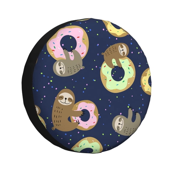 Vsdgher Sloth with Donuts for Spare Tire Cover, Tire Wheel Protector Wheel Cover Fit for Truck,Trailer,RV,SUV,Camper and Most Vehicle-15 inch
