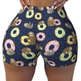 thumbnail image 1 of Vsdgher Sloth with Donuts print Workout Shorts for Women Seamless Soft Smooth Gym Yoga Scrunch Active Exercise Fitness Shorts, 1 of 8