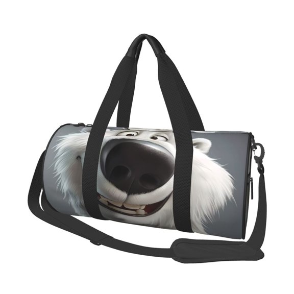 Vsdgher Smiling Polar Bear 45L Foldable Duffel Bag, Sports Gym Bag,Overnight Bag, Portable Weekender Bag for Airplanes