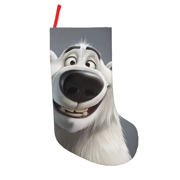 Vsdgher Smiling Polar Bear Christmas Stockings 18 inch Large Kids Stocking Bags Hanging Socks for Christmas Decor Decorations