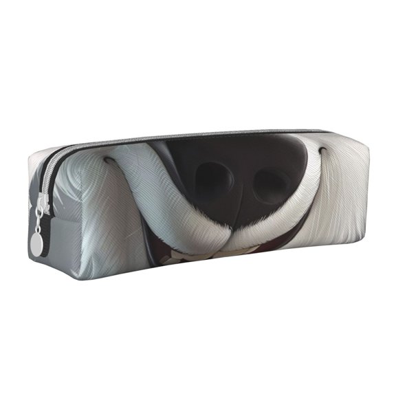 Vsdgher Smiling Polar Bear Leather Pencil Case, Makeup Pouch, Zipper Pouch for Daily Essentials, Storage Organizer, Cosmetics and Stationary Bag