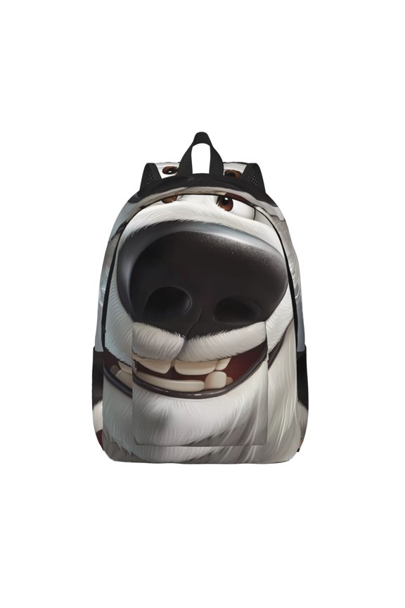 Smiling Polar Bear Print Canvas Backpack Travel Rucksack Unisex Knapsack 15.7/17.7Inch Laptop Backpack for Work,College -Small