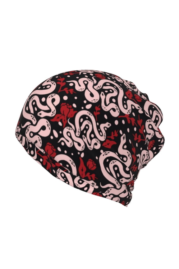 Snake And Rose Slouchy Beanie Hat for Men/Women, Skull Cap Chemo Cap Night Sleeping Cap