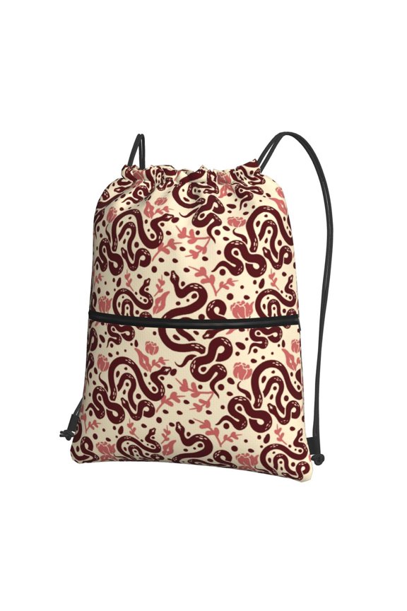 Snake Drawstring Backpack Water Resistant String Bag Sports Sackpack Gym Sack for Men Women