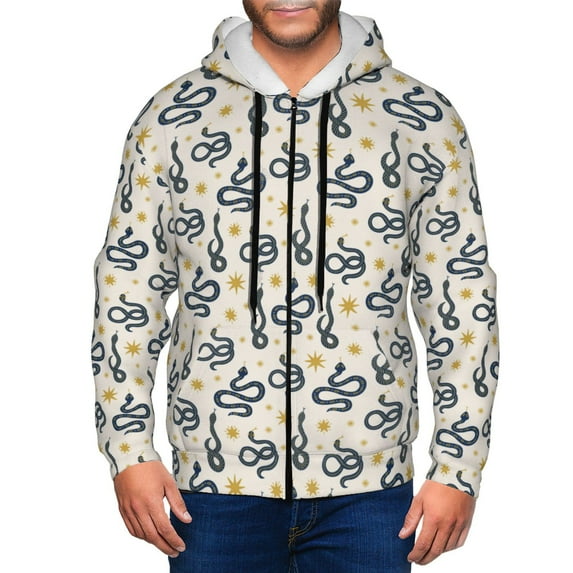 Vsdgher Snake Mens Hoodies Zip Hoodie, Hoodies for Men, Zip-up Hooded Sweatshirt-3X-Large