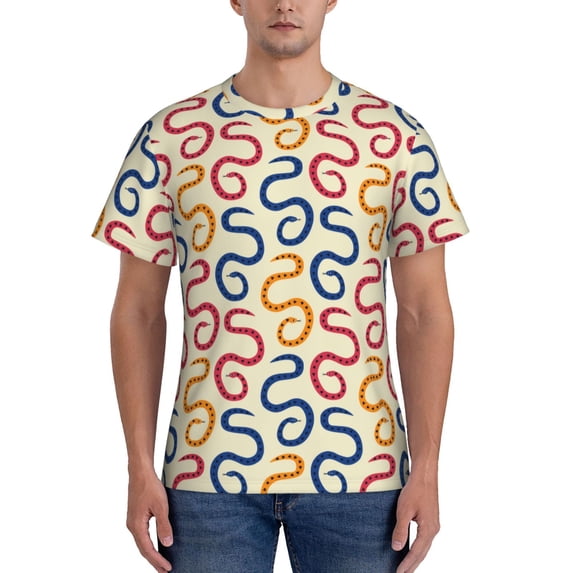 Vsdgher Snake Print Men's Dry Fit Mesh Athletic Shirts Moisture Wicking Tennis T-Shirt Tops