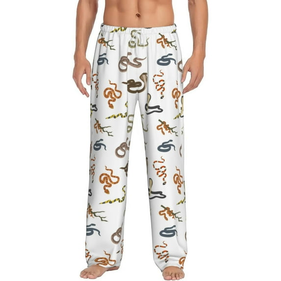 Vsdgher Snake Print Mens Pajama Pants Sleep & Lounge Pants, PJ Bottoms With elastic waistb and Pockets
