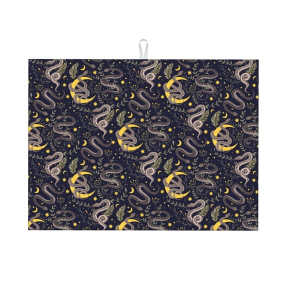 Vsdgher Snake Sleep Dish Drying Mat Super Absorbent Drying Mat Large Dish Drying Mats for Kitchen Counter Kitchen Drying Mat 24" x 18"