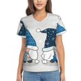 thumbnail image 1 of Vsdgher Snow Gnome for Winter Women Shirts V Neck Short Sleeve Tops T-Shirt Basic Tees, S to 3XL3X-Large, 1 of 5