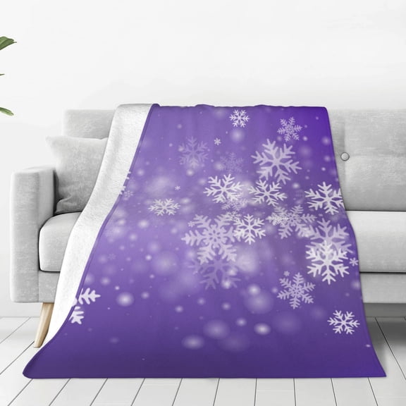 Vsdgher Snowfall Sky White Purple Ultra-Soft Micro flannel Blanket Throw Blankets for Couch Sofa, Bed (4 sizes)-50"x40"