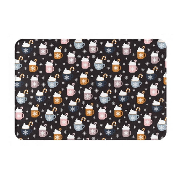 Vsdgher Snowflake Cream Hot Cocoa Flannel Anti-Slip Floor Mat Comfort Mat Outdoor Rug, Indoor Outdoor Rugs for Home, Office, Laundry 16''x24''in