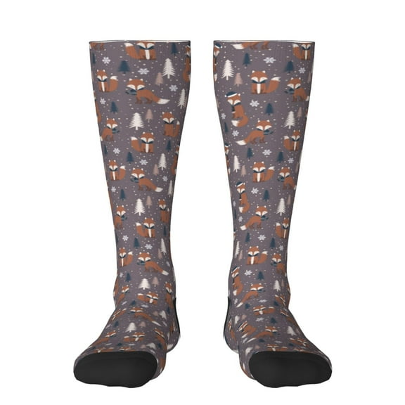 Vsdgher Snowflake Fox Knee Socks, High Socks Long Stretchy Sock Women Knee High Stocking, Long Socks for Women
