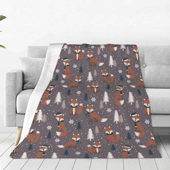 Vsdgher Snowflake Fox Ultra-Soft Micro flannel Blanket Throw Blankets for Couch Sofa, Bed (4 sizes)-40"x30"