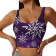 thumbnail image 1 of Vsdgher Snowflake Gradient Purple Print Women Sleeveless Athletic Tank Top Built-in Bra Camisole Sports Vest for Yoga Running Fitness Exercise with Removable Pads, 1 of 8