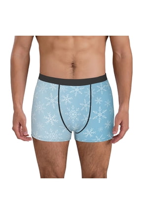 Snowflake Snowing Pattern Men's Boxer Brief Underwear,Soft Funny Underwear for Men-Small