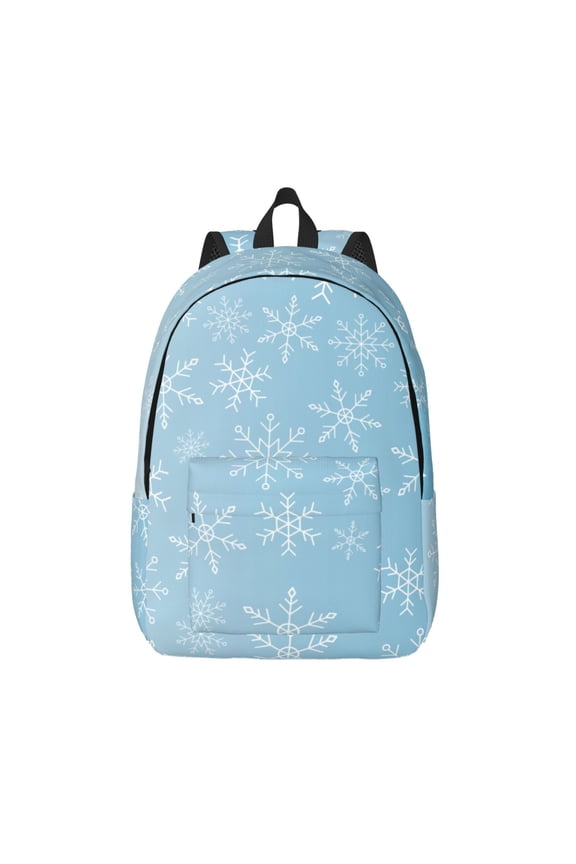Snowflake Snowing Print Canvas Backpack Travel Rucksack Unisex Knapsack 15.7/17.7Inch Laptop Backpack for Work,College -Small