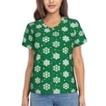 thumbnail image 1 of Vsdgher Snowflake Women Shirts V Neck Short Sleeve Tops T-Shirt Basic Tees, S to 3XLLarge, 1 of 5