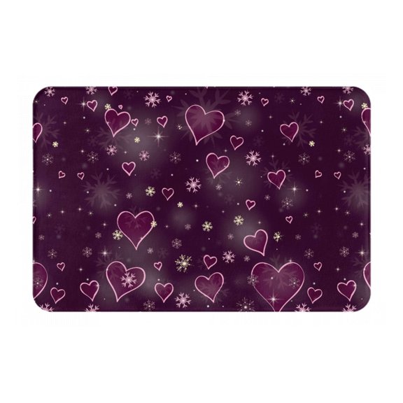Vsdgher Snowflakes and Hearts print Flannel Anti-Slip Floor Mat Comfort Mat Floor Carpet for Decor, Non-Slip, Home, Office, Laundry, Durable