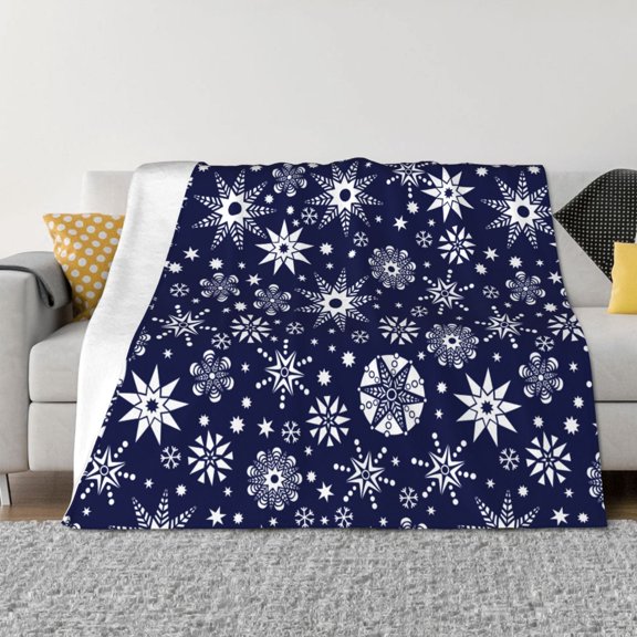 Vsdgher Snowflakes2 Pattern Fleece Throw Blanket, Horizontal Fleece Bedding Home Decor for Couch & Bed All Season Use -80"x60"