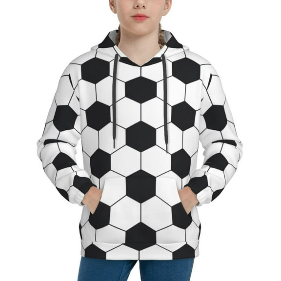 Vsdgher Soccer Ball Hoodie Youth Classic Hooded Pullover Sweatshirts Essentials Hoodie for Children (s-xl)-