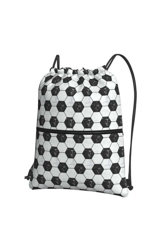 Soccer Drawstring Backpack Water Resistant String Bag Sports Sackpack Gym Sack for Men Women