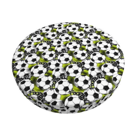 Vsdgher Soccer and Football Print Stool Covers Round,Stretch Round Stool Covers Washable Stool Cushion Slipcover Elastic Chair Covers for 12-14 Inch Chair