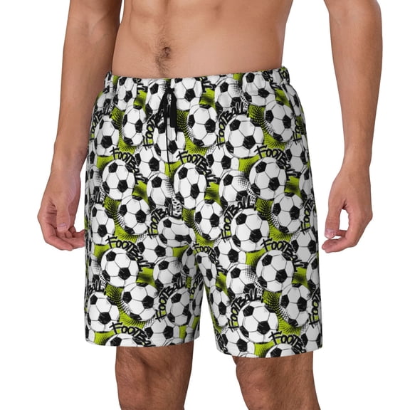 Vsdgher Soccer and Football for Mens Swim Trunks with Compression Liner Swim Shorts Swim Suits Board Shorts-Large