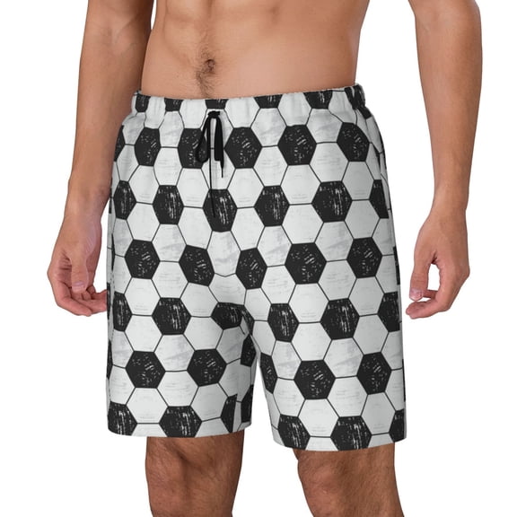 Vsdgher Soccer for Mens Swim Trunks with Compression Liner Swim Shorts Swim Suits Board Shorts-X-Large