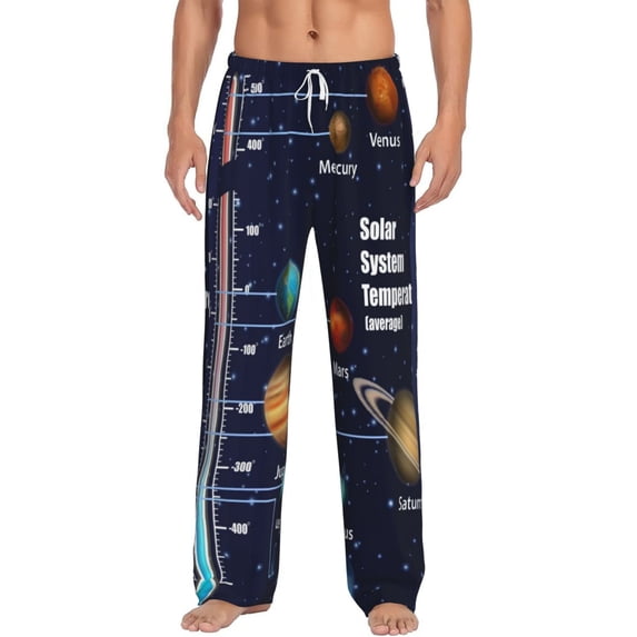 Vsdgher Solar System Print Mens Pajama Pants Sleep & Lounge Pants, PJ Bottoms With elastic waistb and Pockets