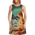 thumbnail image 1 of Vsdgher Space Adventurer Cat Print Summer Dresses for Women Casual U Neck Beach Dress Sleeveless Tank Loose Sundress with Pocket -XX-Large, 1 of 7