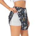 thumbnail image 1 of Vsdgher Space Cars Print Women's Running Double Layer Shorts High Waisted with Pockets Elastic Yoga Workout Athletic Gym Sports, 1 of 8