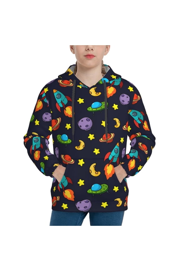 Space D Hoodie Youth Classic Hooded Pullover Sweatshirts Essentials Hoodie for Children (s-xl)-X-Large