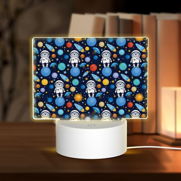 Vsdgher Space Dog Rectangular Acrylic Night Light Acrylic Sleep Night Light Friend Gifts for Birthday Gifts for Women Teens Boys Girls