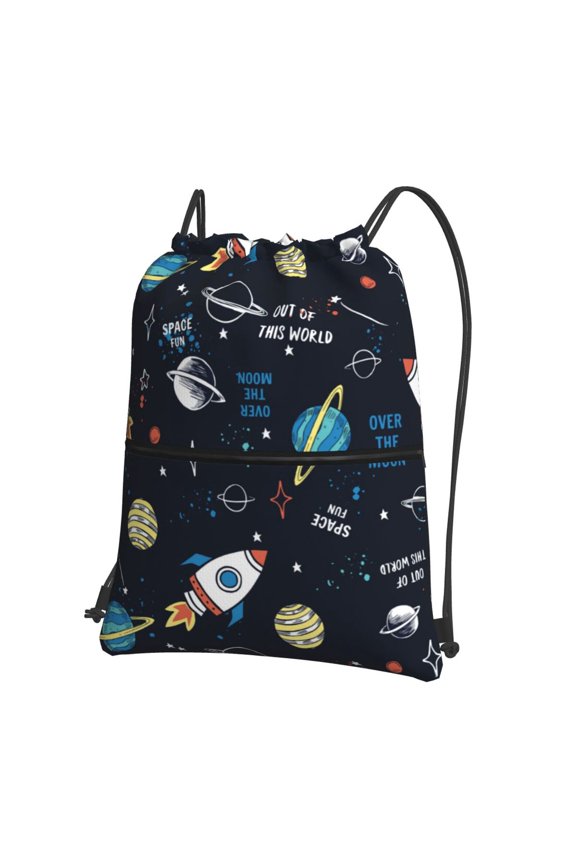 Space Drawstring Backpack Water Resistant String Bag Sports Sackpack Gym Sack for Men Women